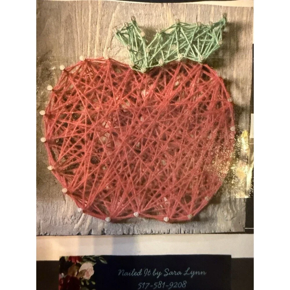 Apple String Art Kit with Nails, Threads, Wood Base (teacher gift)
